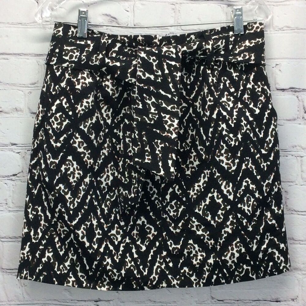 Marie Oliver Mini Pencil Skirt Women's Sz 4 Multicolor Patterned Belted Textured